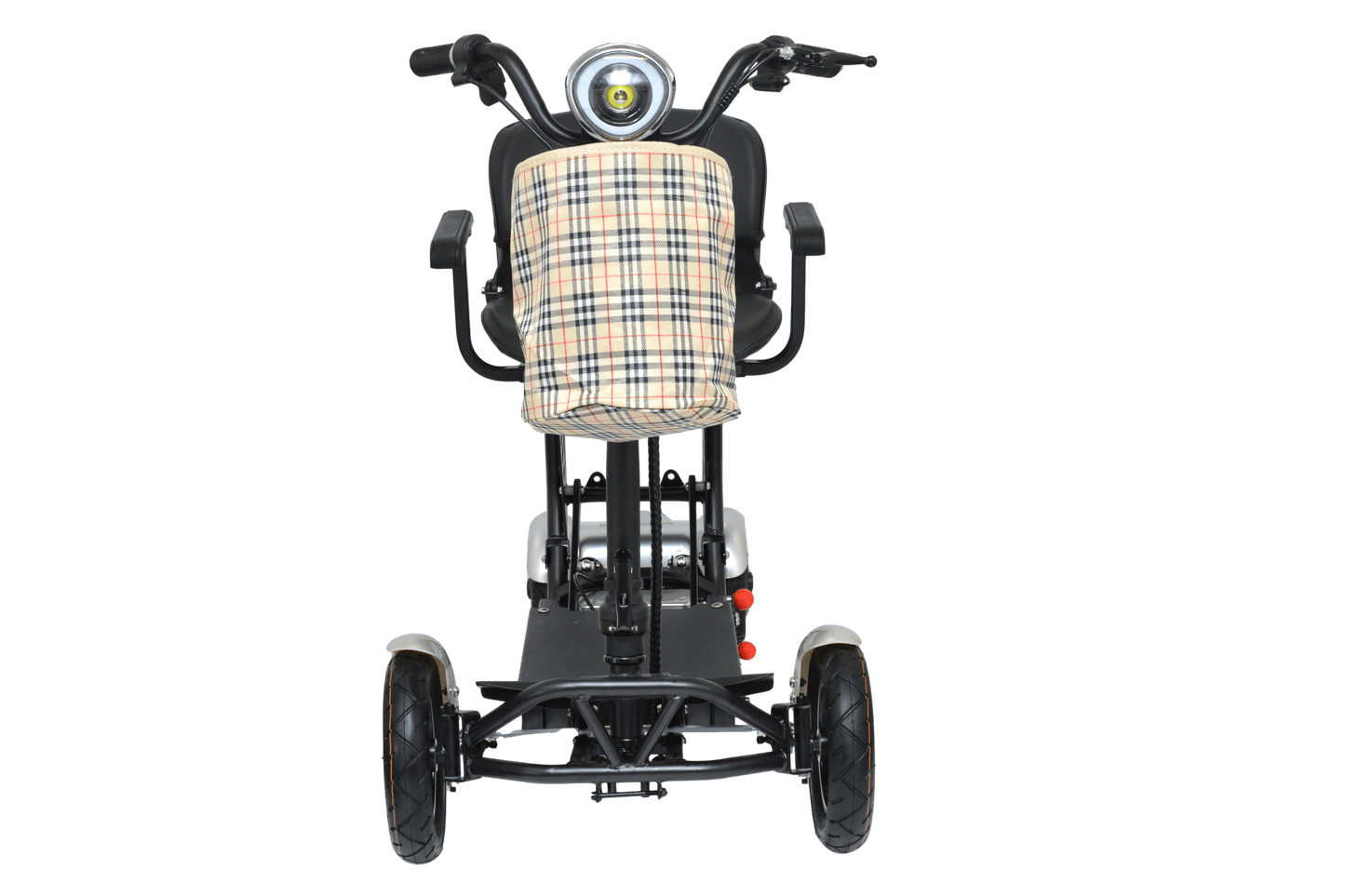 Fold & Travel Mobility Mobility Scooter Foldable Mobility Scooter Cruiser City Hopper 4 Wheel Scooter Medical Mobility Big Seat ( SILVER )