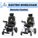 Fold And Travel Auto Recline Lightweight Foldable Electric Power Portable Wheelchair - Gold Frame