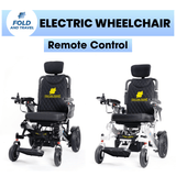 Fold And Travel Auto Recline Foldable Electric Wheelchair for Adults and Seniors Power Wheelchair (Black Frame, Red Seat)