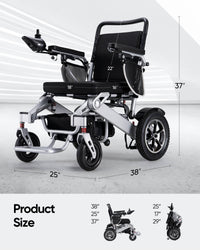 Fold and Travel Electric Wheelchair Electric Wheelchair Silver, Black Seat Premium Lightweight
