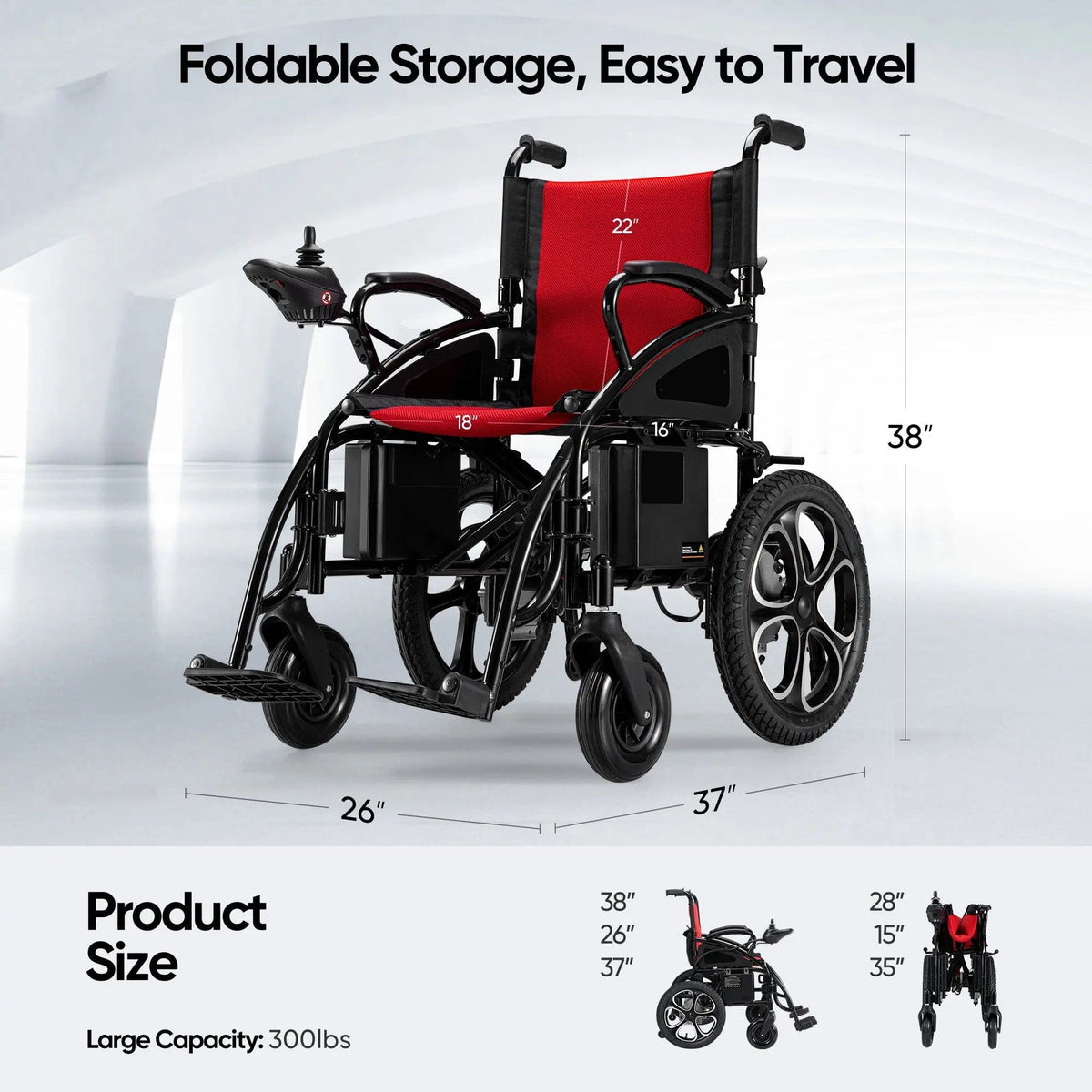 Fold & Travel Mobility accessibility equipment Powerful Electric Wheelchair W5213