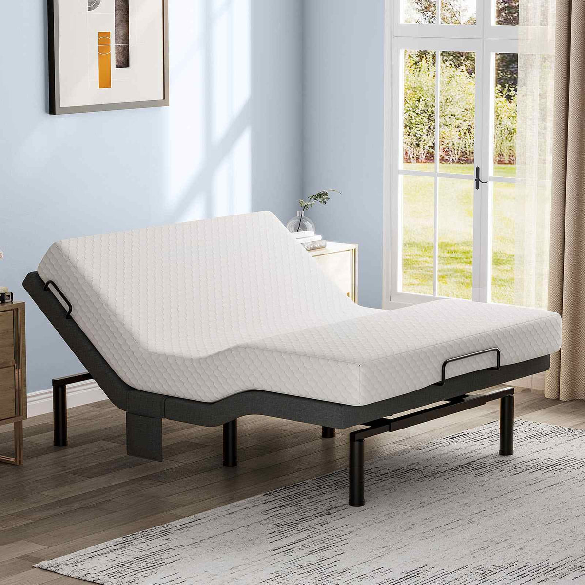 Fold & Travel Mobility Queen Adjustable Bed Frame with Zero Gravity and Wireless Remote