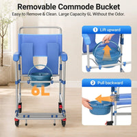 Fold & Travel Mobility accessibility equipment 4-in-1 Shower Commode Wheelchair – Safe Toilet, Shower & Transfer Chair for Seniors and Caregivers