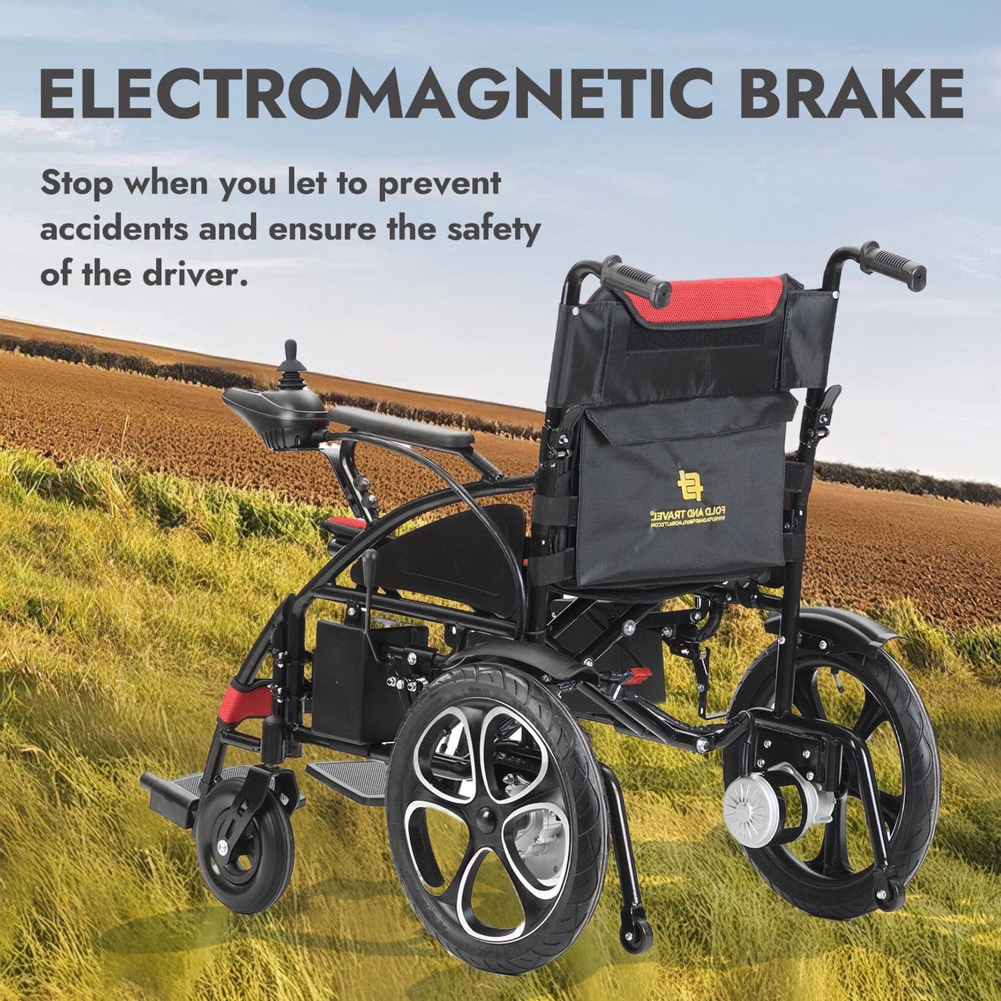 Fold and Travel Mobility & Accessibility Lightweight Foldable Electric Wheelchair with Lithium Battery Power Chair - Red