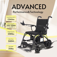 Fold & Travel Mobility WHEELCHAIR Ultra Lightweight Carbon Fiber Electric Wheelchair - LEOPARD