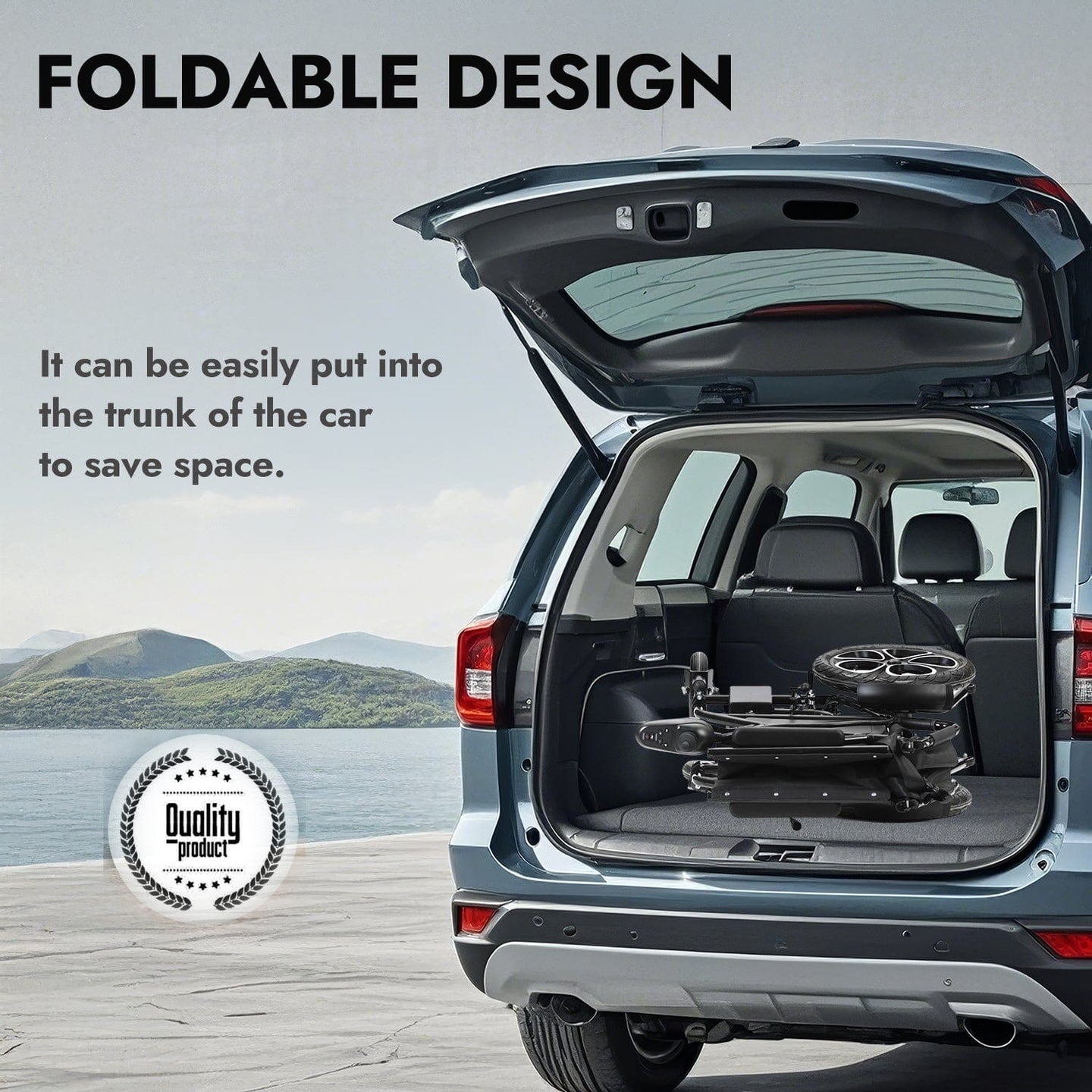 Fold and Travel Mobility & Accessibility Lightweight Foldable Electric Wheelchair with Lithium Battery Power Chair - Black