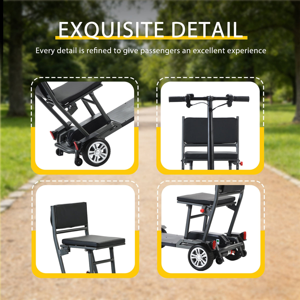 Fold & Travel Mobility WHEELCHAIR Lynx All-Terrain Electric Mobility Scooter – Foldable, Long Range, 300W Motor