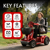 Fold & Travel Mobility WHEELCHAIR NINA Heavy-Duty All-Terrain Mobility Scooter – Dual Battery, Long Range, 800W Power