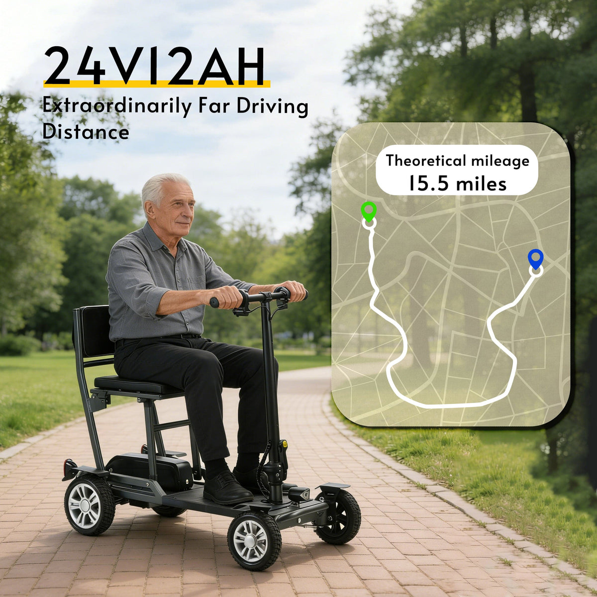 Fold & Travel Mobility WHEELCHAIR Lynx All-Terrain Electric Mobility Scooter – Foldable, Long Range, 300W Motor