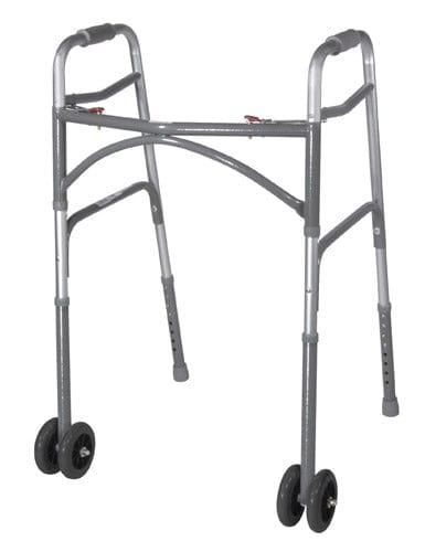 Complete Medical Mobility Products Bariatric Adult Folding Walker w/Wheels, Double Button