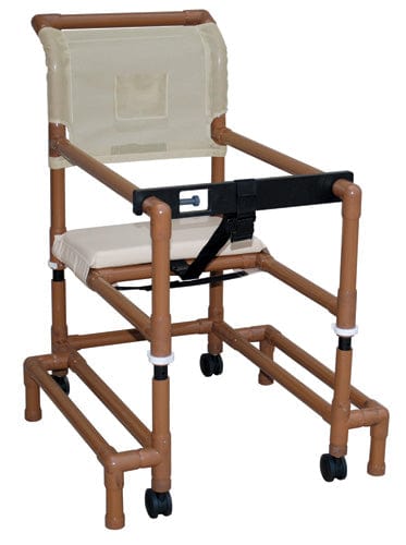 Complete Medical Mobility Products Walker PVC w/Ht Adj Arms &Seat Std w/Outriggers-Wood Tone