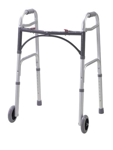 Complete Medical Mobility Products Walker Folding 2-Button Adult Alum w/5" Wheels (Drive)