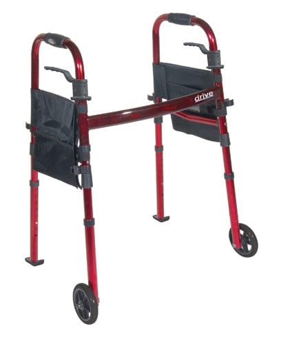 Complete Medical Mobility Products Deluxe Folding Travel Walker Red