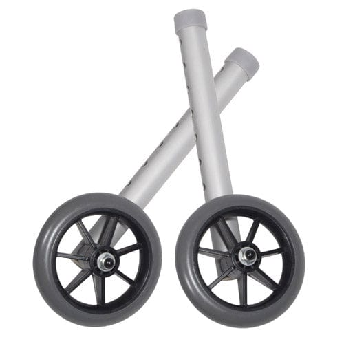 Complete Medical Mobility Products Walker Wheels 5" Fixed With Rear Glide Caps (pair)