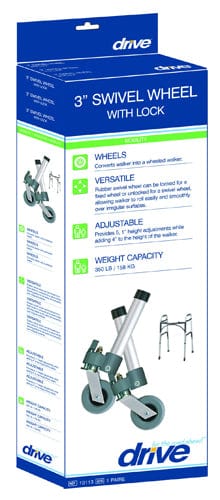 Complete Medical Mobility Products Comb. Swivel/Fixed Wheels 3" w/Lock and Rear Glides (pr)
