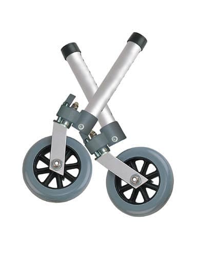 Complete Medical Mobility Products Comb. Swivel/Fixed Wheels 5" w/Lock & Rear Glides (pr)