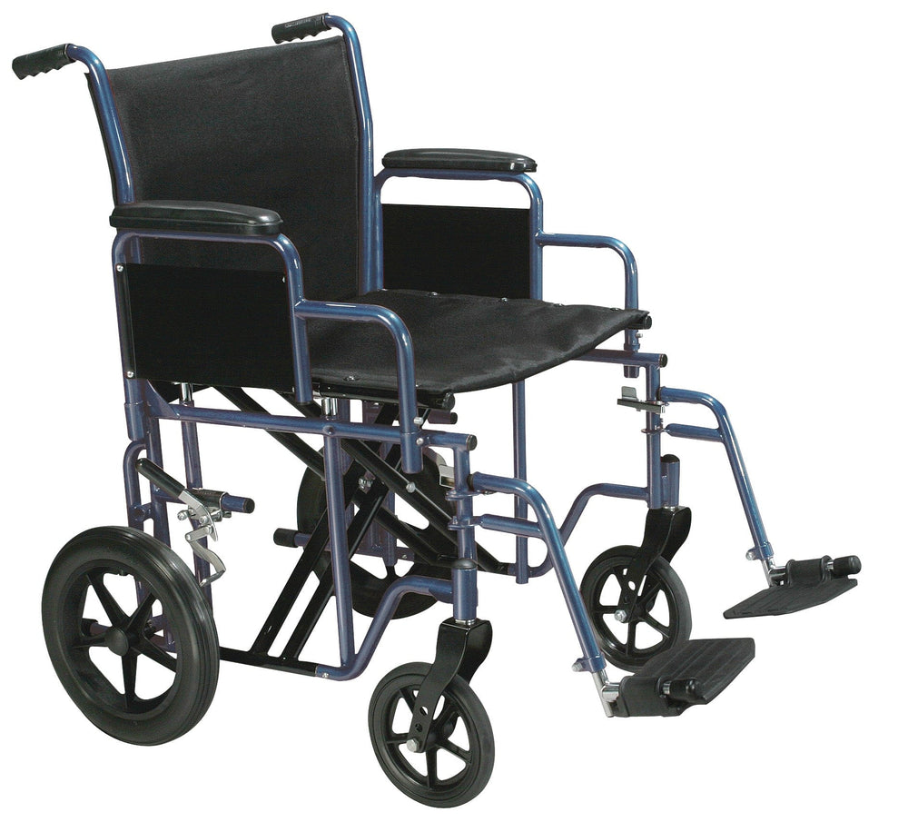 Complete Medical Wheelchairs & Accessories Transport Wheelchair Bariatric 20" Wide Blue