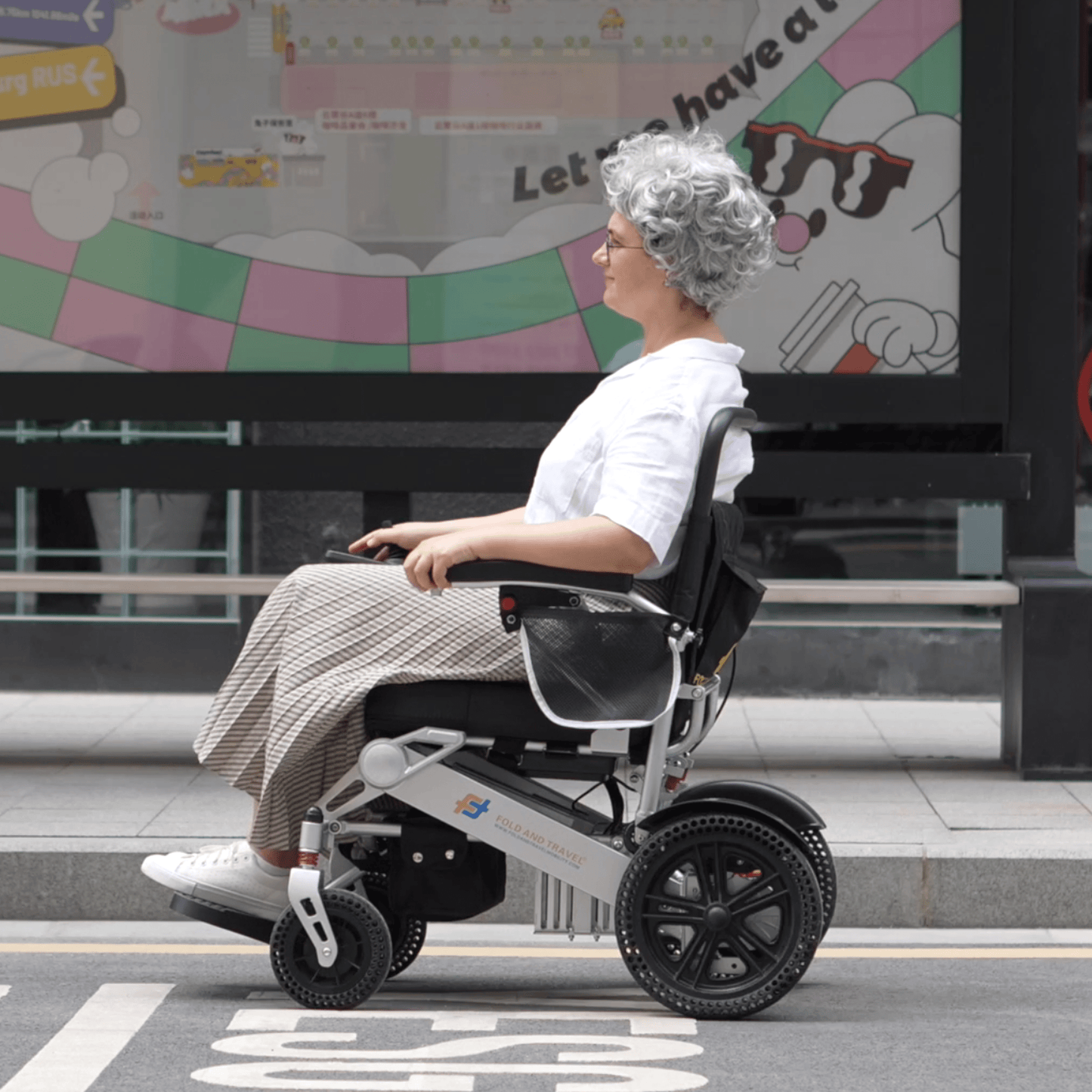 Fold and Travel Electric Wheelchair Fold And Travel Lightweight Foldable Remote Control Portable Electric Power Wheelchair - Gold Frame