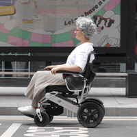 Fold and Travel Electric Wheelchair Fold And Travel Lightweight Foldable Remote Control Portable Electric Power Wheelchair - Gold Frame