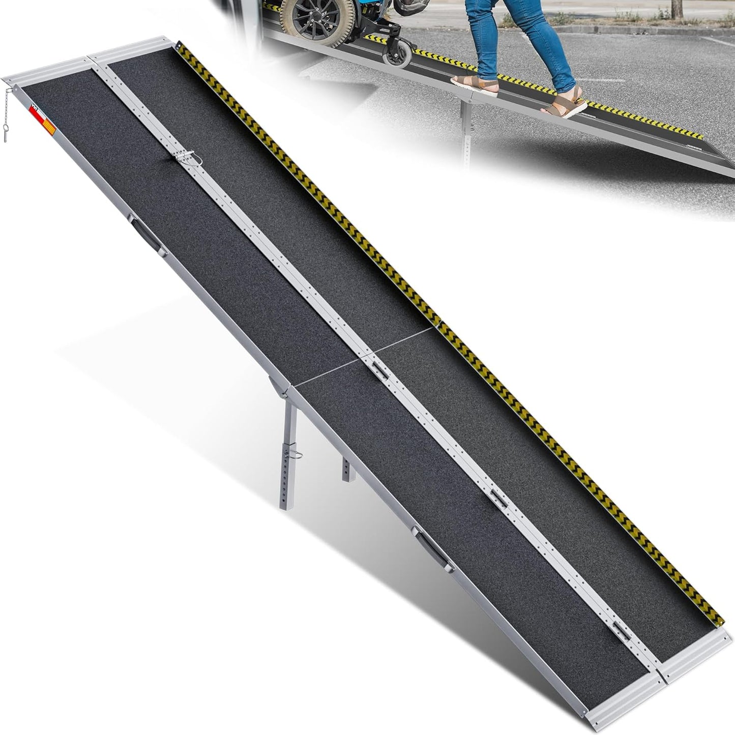 Fold & Travel Mobility Spare Parts Portable Wheelchair Ramp, Non-Slip Aluminum Folding Handicap Ramps, Door Threshold Wheelchair Ramps for Home, Wheel Chair Ramp for Home Steps, Threshold Ramp for Car, Doorways, Curbs, Stairs