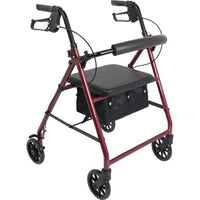 Complete Medical Mobility Products Aluminum Rollator w/Loop Brake Burgundy, 4-Wheel