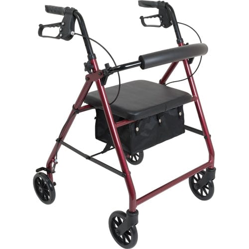 Aluminum Rollator w/Loop Brake Burgundy, 4-Wheel