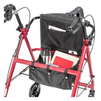 Complete Medical Mobility Products Rollator 4-Wheel with Pouch & Padded Seat Red - Drive