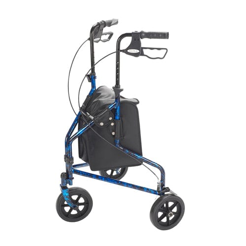 Complete Medical Mobility Products Rollator 3-Wheeled w/Pouch & Basket Loop Brake-Flame Blue