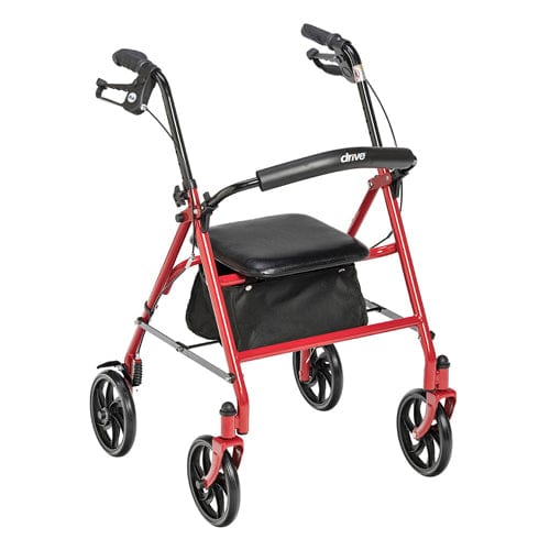 4 Wheel Steel Rollator w/7Â¼" Casters & Basket-Loop-Red