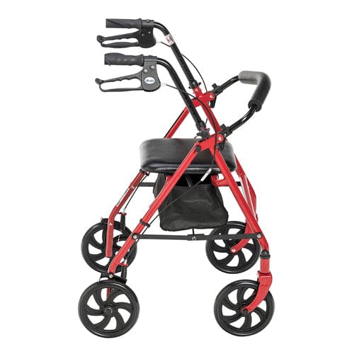 Complete Medical Mobility Products 4 Wheel Steel Rollator w/7Â¼" Casters & Basket-Loop-Red