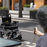 Silver Frame, Brown Seat Premium Auto Folding Electric Wheelchair Fold And Travel Mobility Scooter Wheel Chair Powered Automated For Adults and Seniors