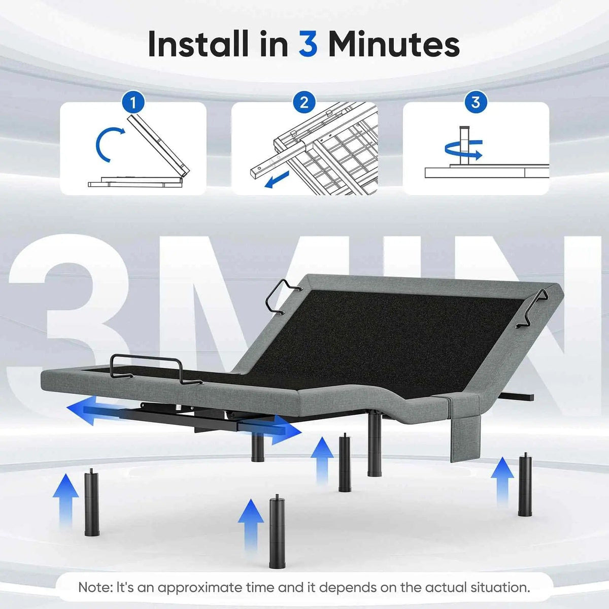 Fold & Travel Mobility Queen Adjustable Bed Frame with Zero Gravity and Wireless Remote