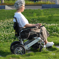 Fold and Travel Electric Wheelchair Fold And Travel Auto Fold Remote Control Lightweight Portable Electric Power Wheelchair - Black Frame