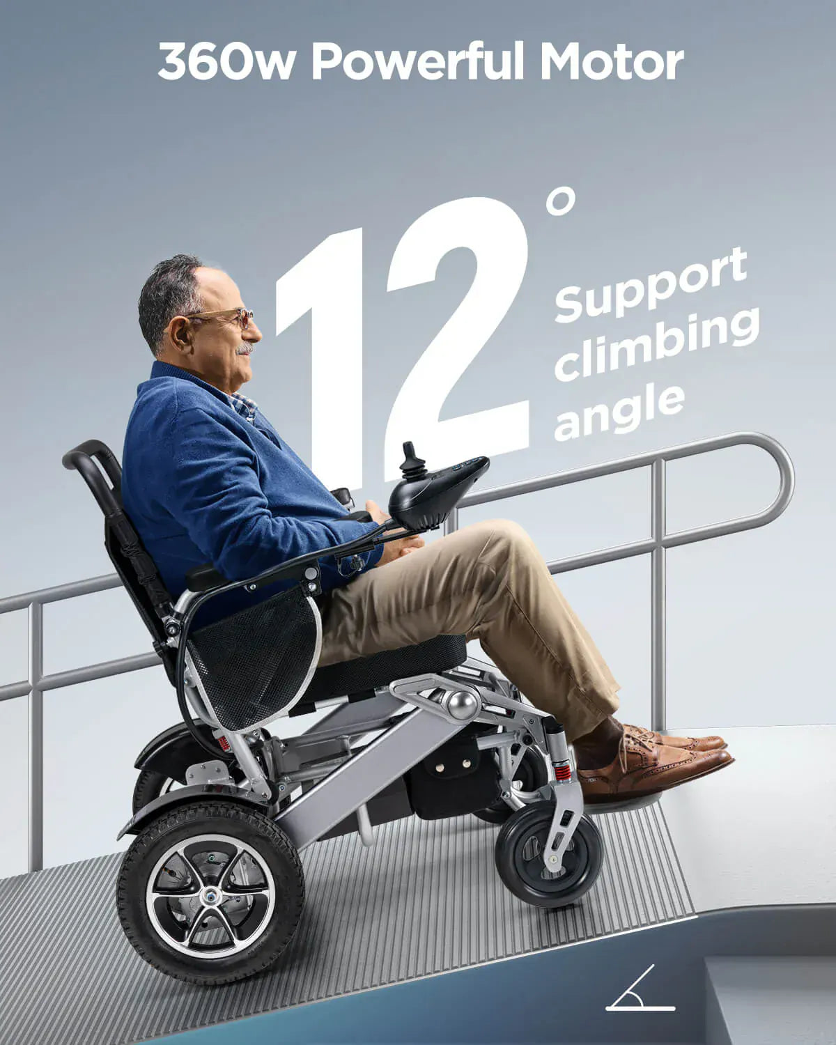 Fold and Travel Electric Wheelchair Electric Wheelchair Silver, Black Seat Premium Lightweight