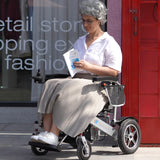 Fold And Travel Auto Recline Lightweight Foldable Electric Power Portable Wheelchair - Silver Frame