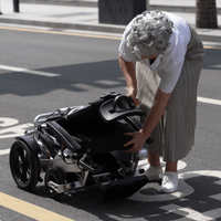 Fold and Travel Electric Wheelchair Fold And Travel Auto Recline Lightweight Foldable Electric Power Portable Wheelchair - Silver Frame