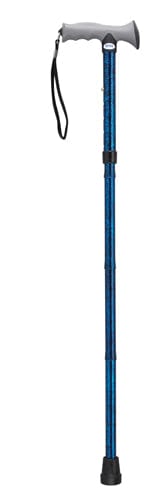 Complete Medical Mobility Products Folding Cane Alum w/Gel Grip Blue Crackle