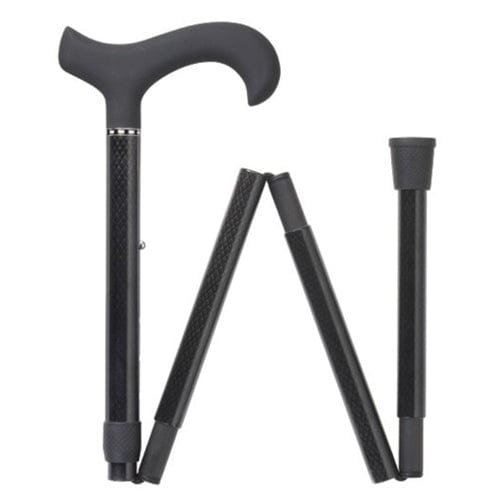 Complete Medical Mobility Products Cane Carbon Fiber Folding Triple Wound Black Men's