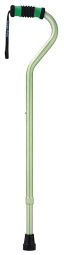 Complete Medical Mobility Products Standard Offset Walking Cane Adjustable Aluminum Green