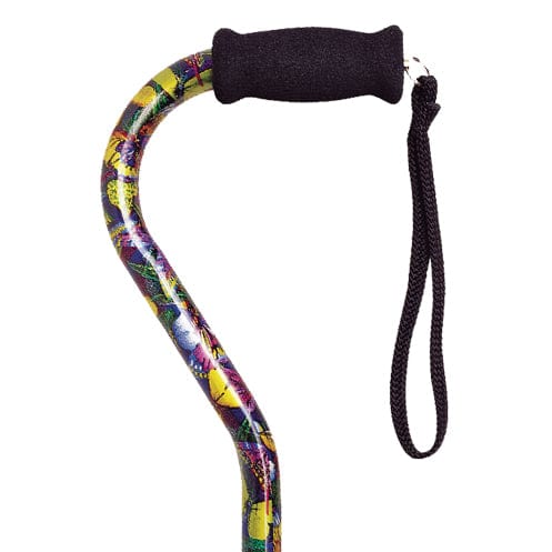Complete Medical Mobility Products Offset Handle Aluminum Cane Color Butterfly (Each)