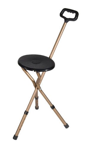 Complete Medical Mobility Products Cane Seat Adjustable w/Nylon Handle Bronze Folding