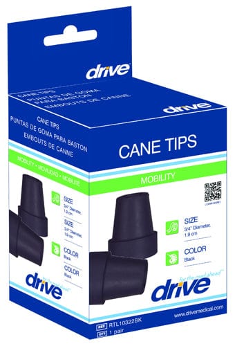 Complete Medical Mobility Products Cane Tips In Retail Box - Fits 7/8" Shaft, Pair, Grey