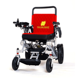 Silver Frame, Red Seat Premium Auto Folding Electric Wheelchair Fold And Travel Mobility Scooter Wheel Chair Powered Automated For Adults and Seniors