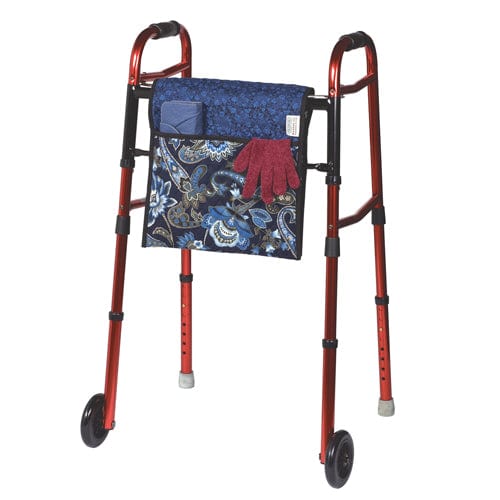 Complete Medical Mobility Products Quilted Walker Bag, Blue Print Double-Sided 15.5"x6.5"x 1.5"