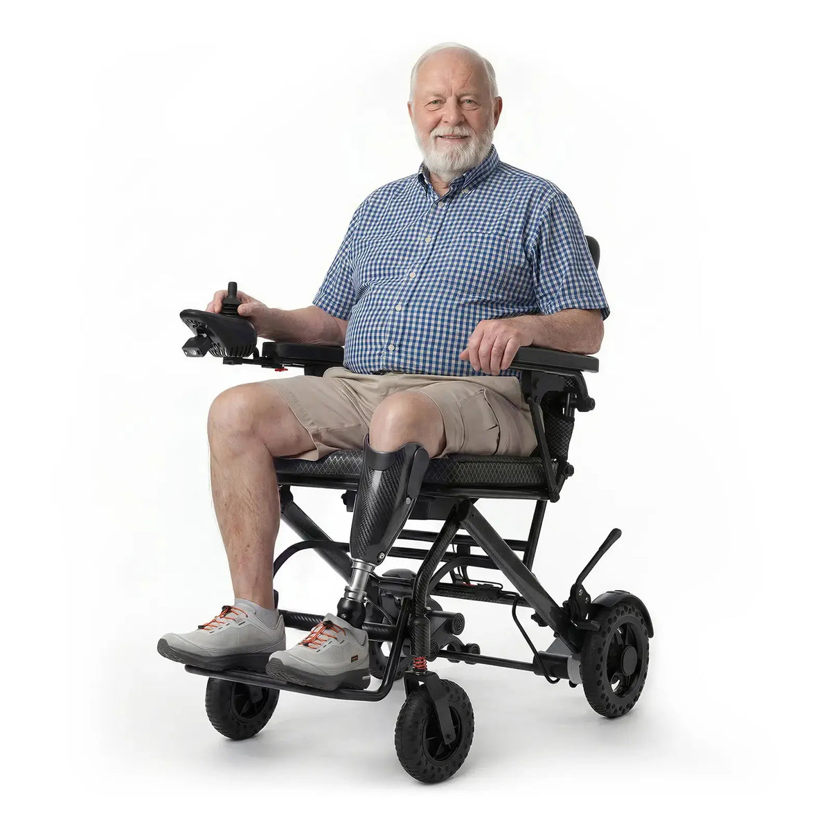 Fold & Travel Mobility accessibility equipment Wide-Seat Comfort Fast-Fold Electric Wheelchair Capacity 12AH 18.5" Seat - K04
