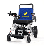 Silver Frame, Blue Seat Premium Auto Folding Electric Wheelchair Fold And Travel Mobility Scooter Wheel Chair Powered Automated For Adults and Seniors