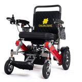 Red Frame, Black Seat Premium Lightweight Folding Electric Wheelchair Fold And Travel Powered Mobility Scooter Automated Wheel Chair For Adults and Seniors