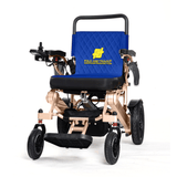 Gold Frame, Blue Seat Premium Auto Folding Electric Wheelchair Fold And Travel Mobility Scooter Wheel Chair Powered Automated For Adults and Seniors