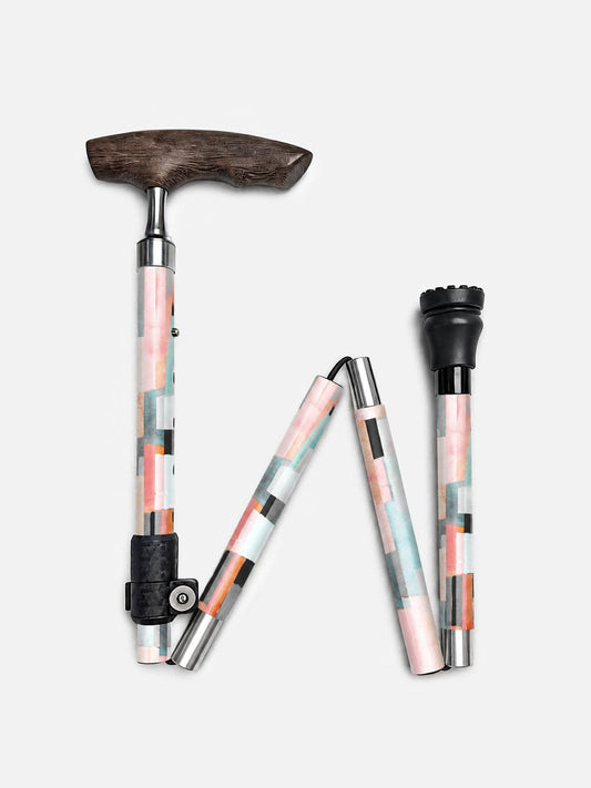 Fold & Travel Mobility Patterned Aluminum Cane – Lightweight Walking Cane | – Model A1