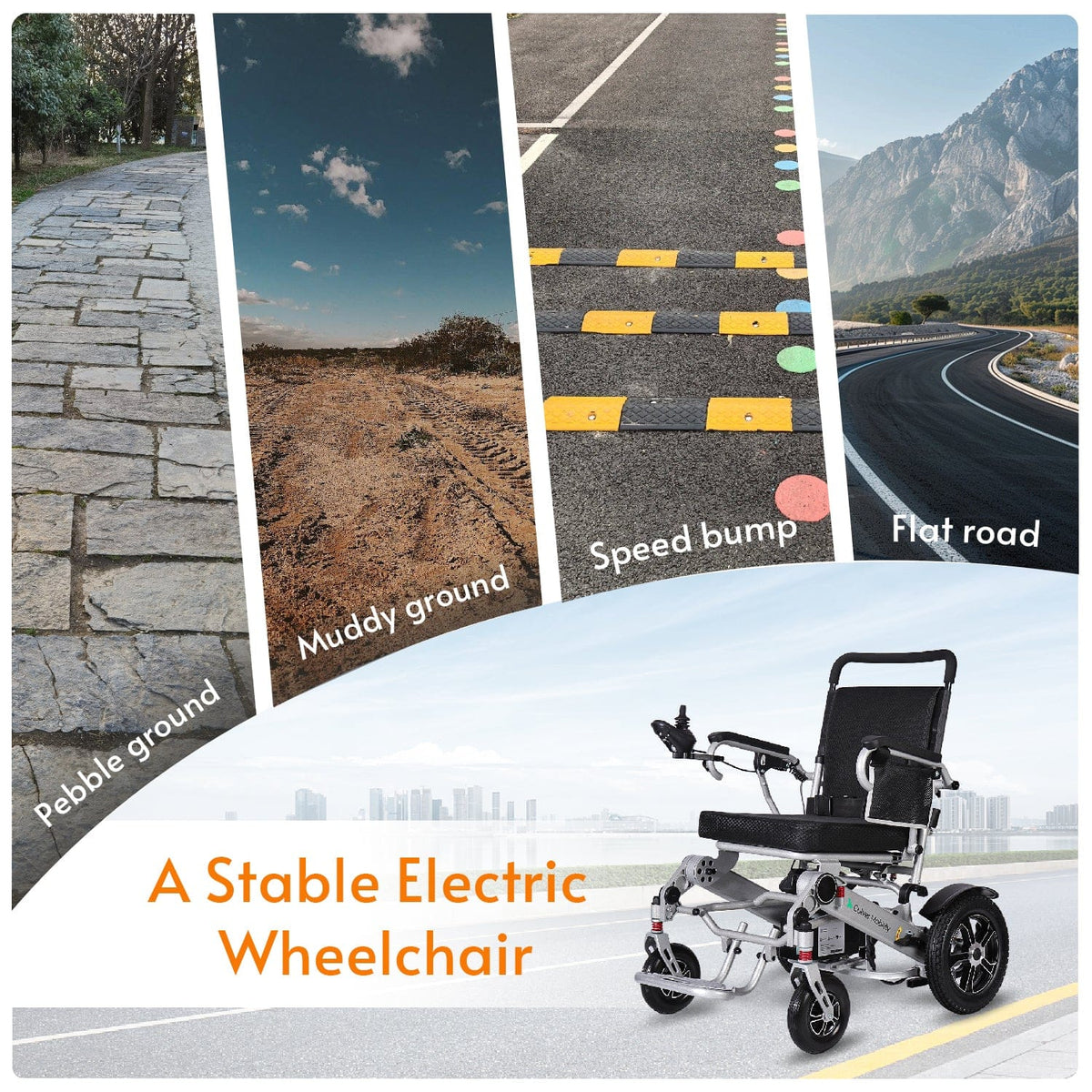 Fold & Travel Mobility WHEELCHAIR COBRA Folding Divisible Electric Wheelchair 300 Lb Capacity-500W- 14Miles